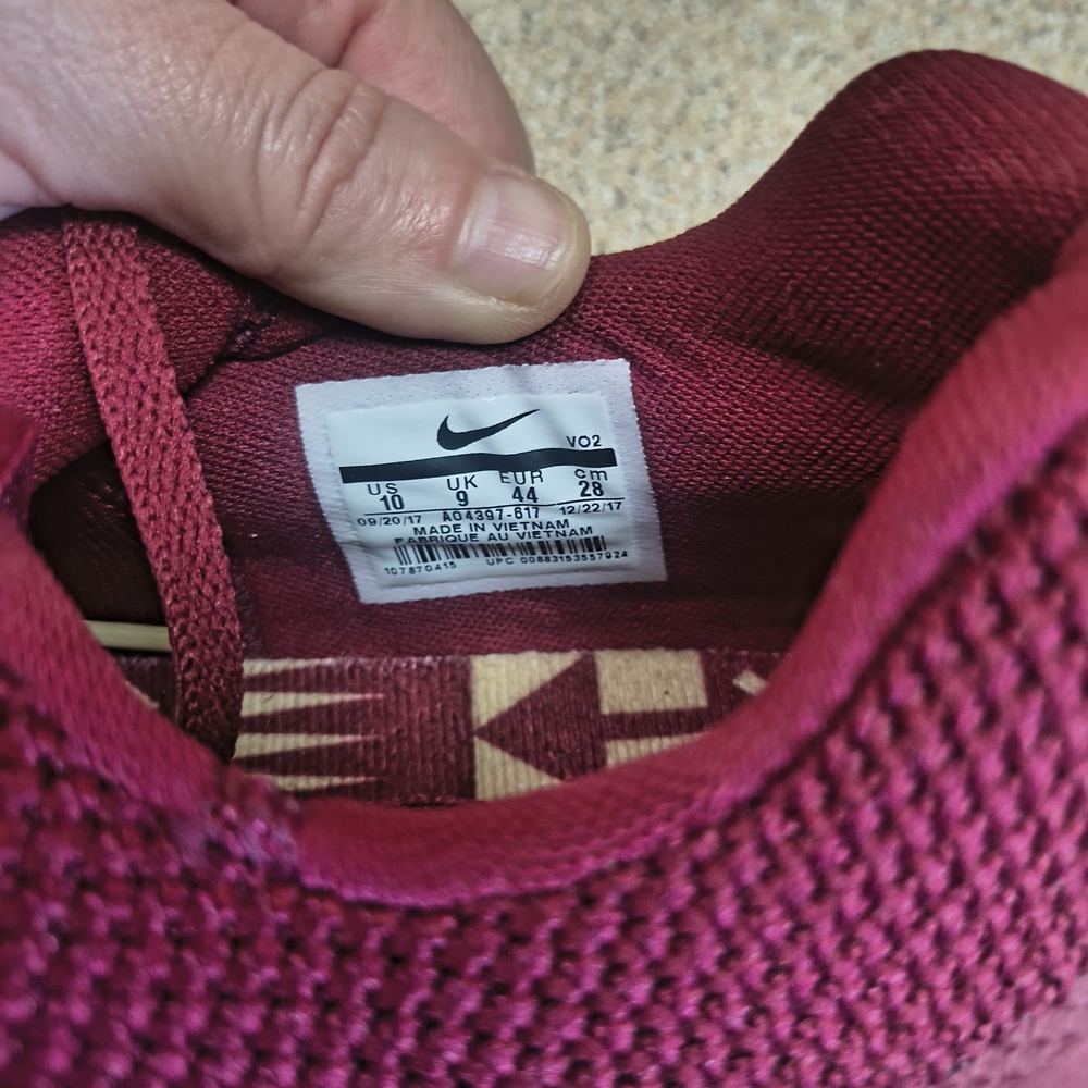 Nike Zoom - FSU Seminoles - Garnet & Gold Athletic Shoes, Men's Size 10 - Picture 8 of 10